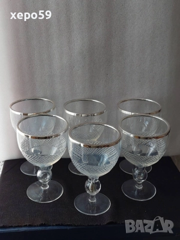 Стари кристални чаши със сребърен обков/ за десерти,сладолед и др.вместимост 500 мл.сребро 925, снимка 10 - Чаши - 52432175