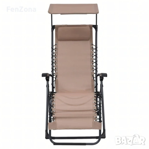 Сгъваем градински шезлонг с нулева гравитация и сенник – комфорт за пълна релаксация, снимка 4 - Градински мебели, декорация  - 54096677