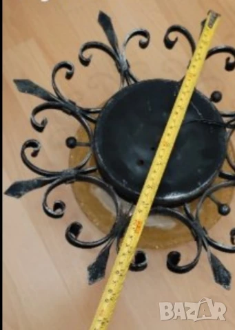 Красив ретро плафон от ковано желязо и цветно стъкло, снимка 6 - Лампи за таван - 50804894