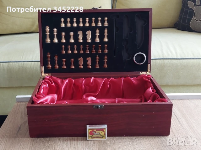 кутия дървена за вино и шах фигури дървени за ценители , снимка 7 - Декорация за дома - 51081141