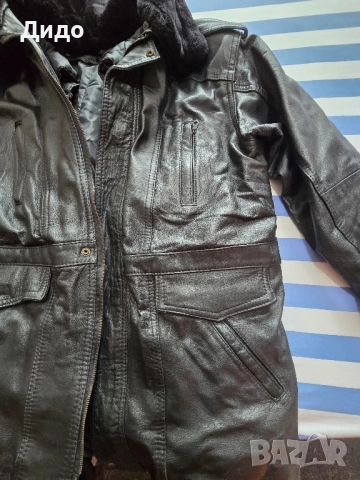 Кожена офицерска шуба черно, снимка 6 - Якета - 51906070