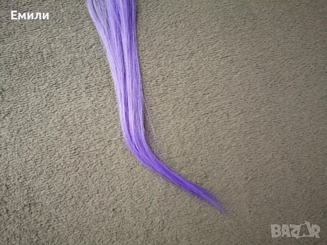 5 броя лилави кичури/екстеншъни/аксесоари за коса - синтетичен косъм, снимка 6 - Аксесоари за коса - 51105602