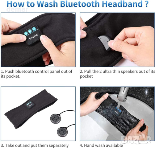 Музикални безжични слушалки с лента за глава за сън, снимка 3 - Слушалки и портативни колонки - 44674368