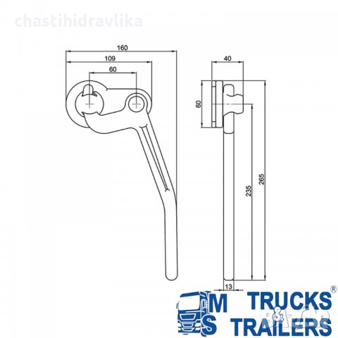 Горна дясна ключалка без контра 10340100R, снимка 2 - Части - 33986203