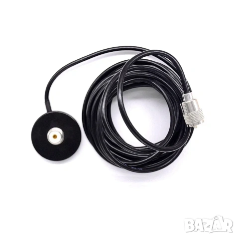 Компактна магнитна основа за антена 55 mm с 5 м RG58 кабел и PL-259 – лесен монтаж, стабилно закрепв, снимка 5 - Друга електроника - 53999328