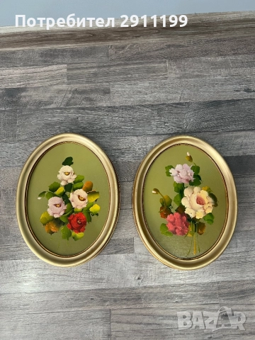 Елипсовидна маслена картина, комплект от две