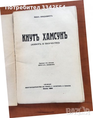 КНИГА-КНУТ ХАМСУН-ОЧЕРК, снимка 2 - Художествена литература - 37430177