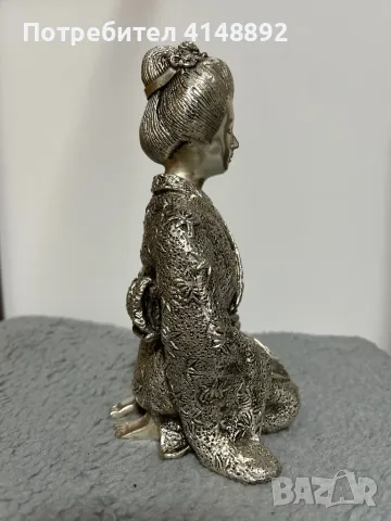 Антична японска гейша бронзова статуетка, снимка 5 - Статуетки - 48493722