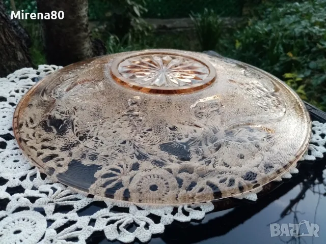 Българска фруктиера розово стъкло, снимка 4 - Чинии - 47816975