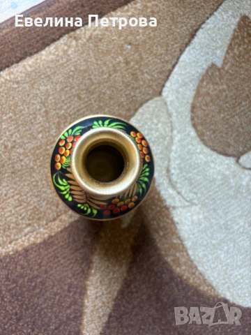 Метална рисувана ваза Хохлома, снимка 2 - Антикварни и старинни предмети - 51275274