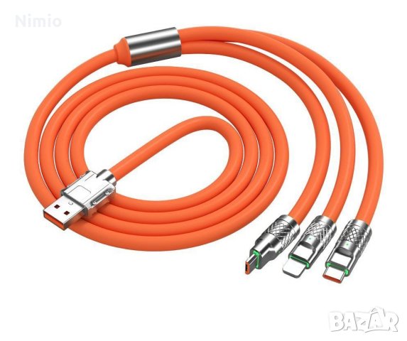 Супер здрав, гумен с алуминиеви накрайници, кабел, снимка 1 - USB кабели - 42336341