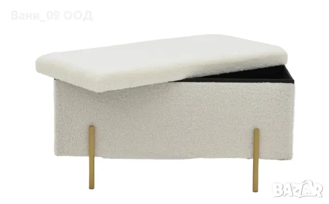 Плюшена табуретка с място за съхранение, снимка 2 - Дивани и мека мебел - 48796348