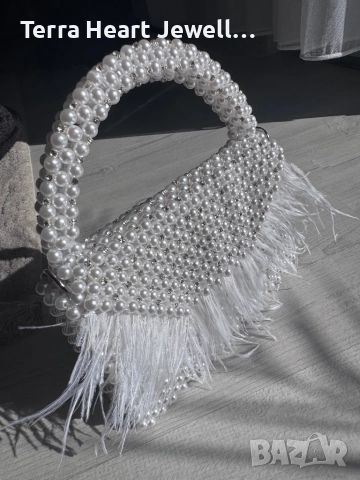 Дамска чанта от перли пера и кристали, снимка 10 - Чанти - 52502098