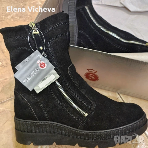 Чисто нови ежедневни български дамски боти от естествен велур, снимка 3 - Дамски боти - 53145255