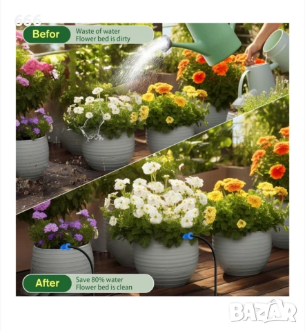 Комплект за капково напояване със слънчева енергия за оранжерии, градина, тераса, външни растения., снимка 5 - Други - 53236075