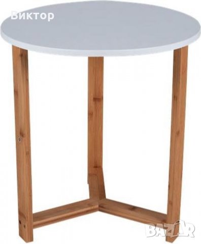 Кръгла дървена масичка, снимка 2 - Маси - 29518125