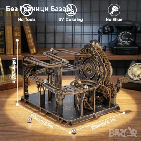 Нов Механичен 3D Дървен Пъзел 88 Части 6 Стоманени Топчета DIY Модел За Възрастни, снимка 3 - Други - 54344312