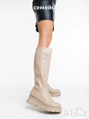 ПРОМО ЦЕНА ! Дамски ластични ботуши в бежаво 