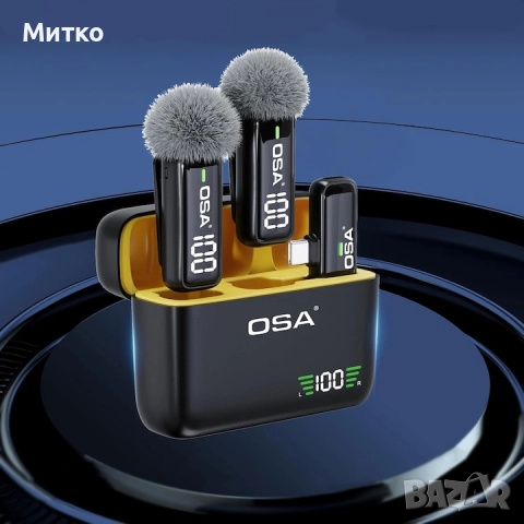 Комплект от 2 професионални безжични микрофона OSA K6 с калъф за зареждане, безжичен, USB Type C, ви, снимка 2 - Микрофони - 52922794
