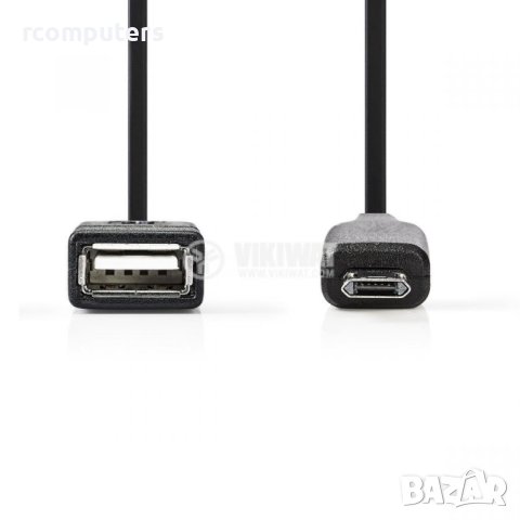 Кабел, преходник USB-A/F към Micro USB/M, 0.2m, снимка 1