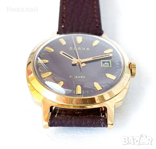 Slava Слава позлатен мъжки механичен часовник с ръчно навиване, снимка 2 - Мъжки - 50043137