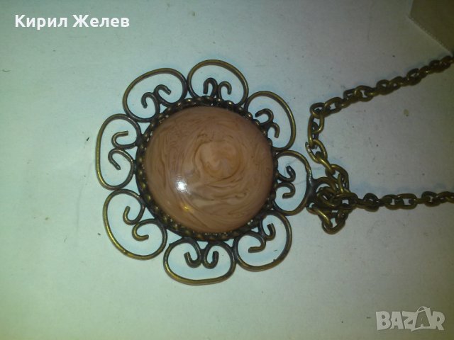 СТАР БРОНЗОВ НАКИТ РЕТРО АРТ БИЖУ с ГОЛЯМ ФАТУРАН с ДАМАРИ 12355, снимка 4 - Колиета, медальони, синджири - 29825591