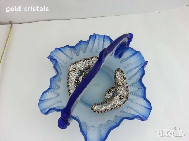 Стъклена купа фруктиера цветно стъкло, снимка 7 - Антикварни и старинни предмети - 29571507