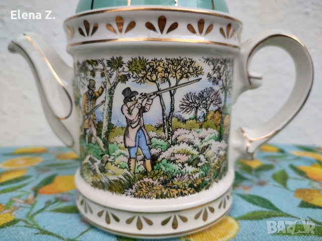 Sadler винтидж чайник с ловни сцени, снимка 2 - Декорация за дома - 53999818