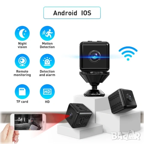 Мини камера с Wi-fi X9, HD, Батерия 230 mAh, Нощно виждане, снимка 13 - IP камери - 54364708