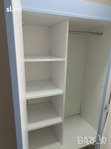 Гардероб с апликация Сънливко бял+син 