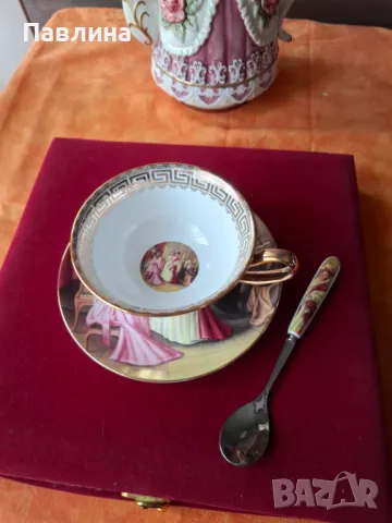 Порцеланова чаша и лъжичка, снимка 1
