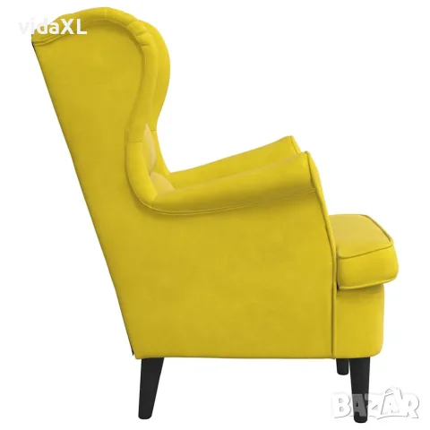 vidaXL Фотьойл, горчица, кадифе, снимка 5 - Дивани и мека мебел - 56146805