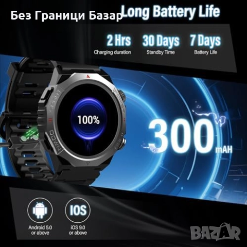 Нов Устойчив смарт часовник IP68 с Bluetooth разговори и фитнес тракер, снимка 6 - Смарт гривни - 52828056