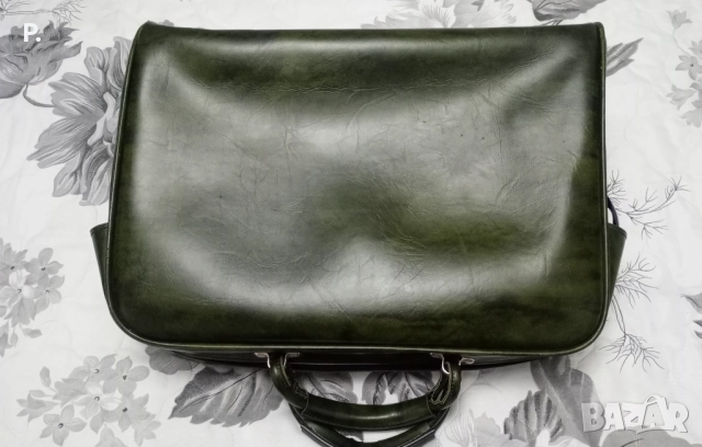 Зелена кожена чанта за документи или ръчен багаж, снимка 5 - Чанти - 52596253