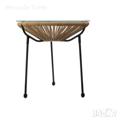 Декоративна масичка Mercado Trade, Ратан и стъкло, Метал, снимка 3 - Маси - 49900494