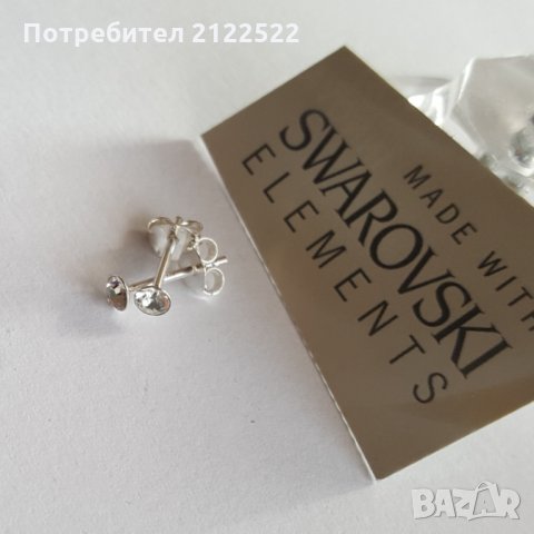 Сребърни обеци на винт с кристали Swarovski Crystal 3 мм - различни цветове, снимка 6 - Обеци - 34376322