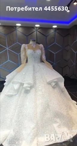 Луксозна булчинска рокля с перли и камъни – принцеса модел, снимка 7 - Рокли - 53962337