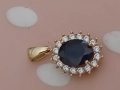 Златен медальон с естествен тъмно син сапфир, снимка 2
