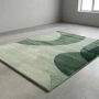 Модерен килим за хол 120х160см - Зелени вълни на светъл фон и 3D ефект, Противоплъзгащ, снимка 3