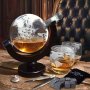 Сет за уиски със стъклен декантер глобус, чаши и камъни за охлаждане, снимка 1