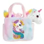 Плюшен бял еднорог в чанта, цветна с блясък 20 см S_1231344, снимка 1