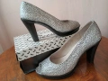 Нови! №39 Сребристи Обувки на ток , снимка 7