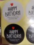 20 бр черно бели  HAPPY BIRTHDAY самозалепващи лепенки стикери за подарък Рожден ден, снимка 3
