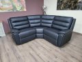 Черен кожен ъглов диван La-z-boy, снимка 2