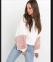 Разпродажба  Нова бяла блузка с розово