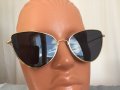 Нови Дамски Слънчеви Очила Модерни Златни Черни Огледални Котешка Форма, снимка 9