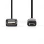 Кабел, преходник USB-A/F към Micro USB/M, 0.2m