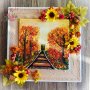 НАМАЛЕНА!!! Есенна декорирана рамка с картина , снимка 1 - Декорация за дома - 42904917