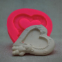 рамка сърце с мече love силиконов молд форма фондан шоколад гипс декор, снимка 1 - Форми - 44671751