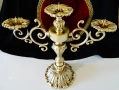 Бронзов свещник,троен свещник,барок 2.8 кг., снимка 1